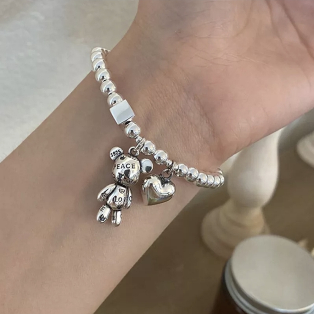 925 Sterling Silver Round Bead Bracelet